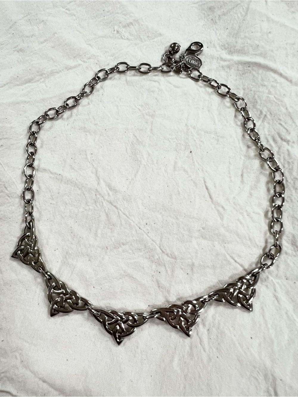 Lenox Silver Celtic Triangle Link Statement Necklace